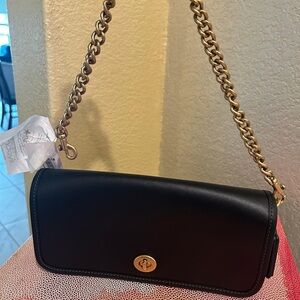 Elegant Black Leather Chain Shoulder Bag
